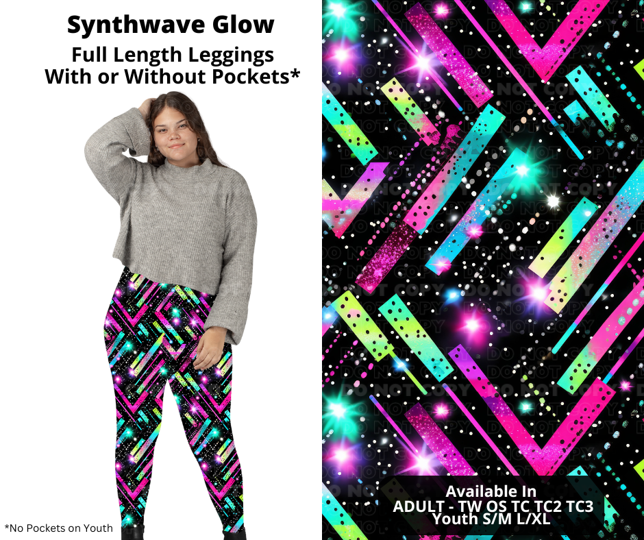 Preorder! Closes 10/31. ETA Jan. Synthwave Glow Full Length Leggings w/wo Pockets