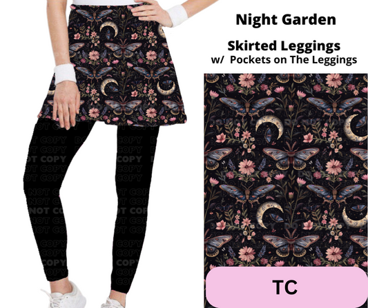 Night Garden Skirted Full Length Leggings w/ Pockets