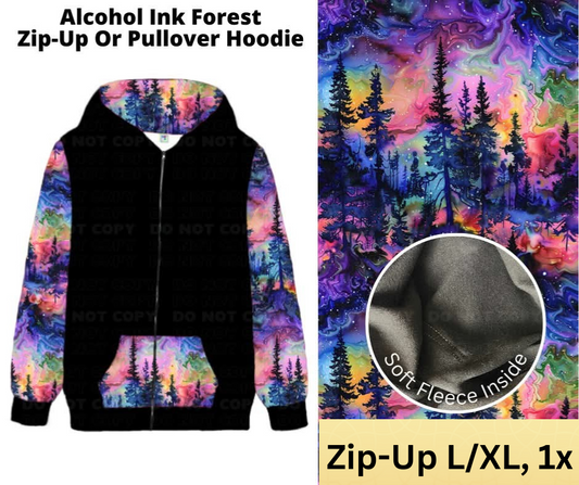 Alcohol Ink Forest Zip-Up Hoodie