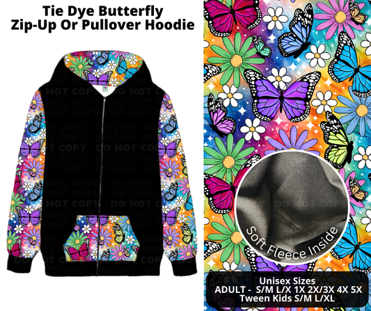 Preorder! Closes 11/21. ETA Jan. Tie Dye Butterfly Zip-Up or Pullover Hoodie