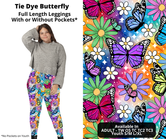 Preorder! Closes 11/21. ETA Jan. Tie Dye Butterfly Full Length Leggings w/wo Pockets