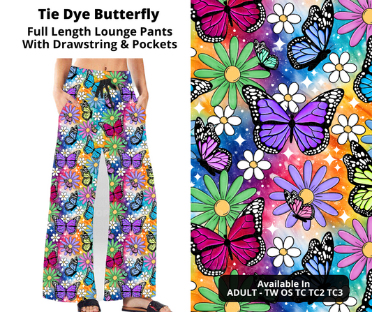 Preorder! Closes 11/21. ETA Jan. Tie Dye Butterfly Full Length Lounge Pants