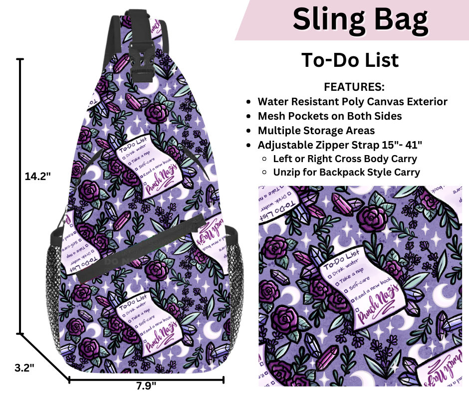 Preorder! Closes 3/12. ETA June. To-Do List Sling Bag