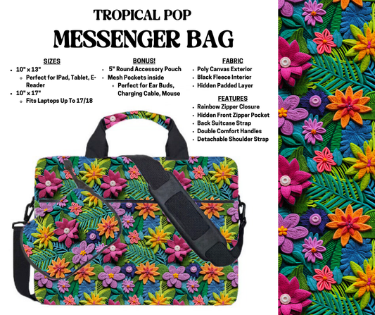 Preorder! Closes 4/3. ETA July. Tropical Pop Messenger Bags