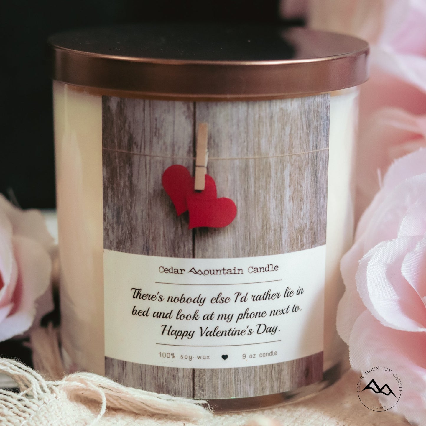 "There's nobody else I'd rather..." Valentine's Day 9 oz Whiskey Glass Jar Soy Candle - Choose Your Scent