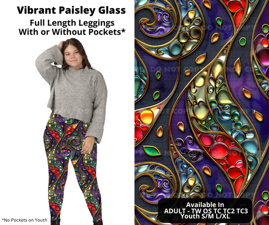 Preorder! Closes 11/11. ETA Jan. Vibrant Paisley Glass Full Length Leggings w/wo Pockets