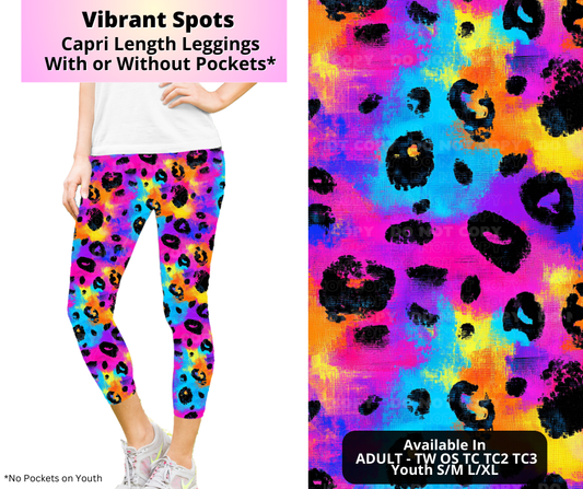 Preorder! Closes 4/2. ETA July. Vibrant Spots Capri Length Leggings w/wo Pockets