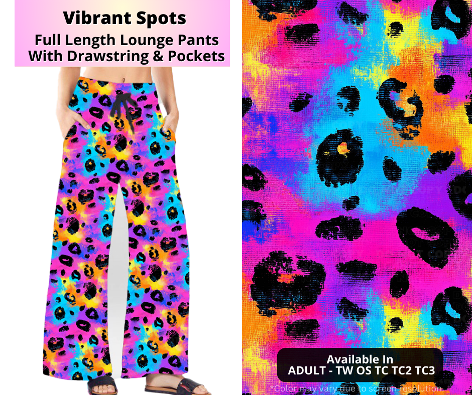 Preorder! Closes 4/2. ETA July. Vibrant Spots Full Length Lounge Pants