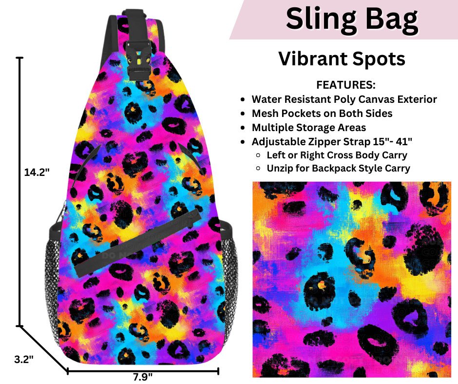 Preorder! Closes 3/12. ETA June. Vibrant Spots Sling Bag