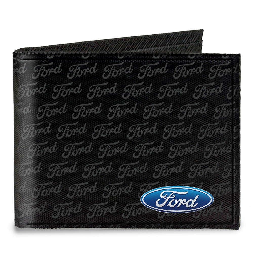 Canvas Bi-Fold Wallet - Ford Oval CORNER w/Text