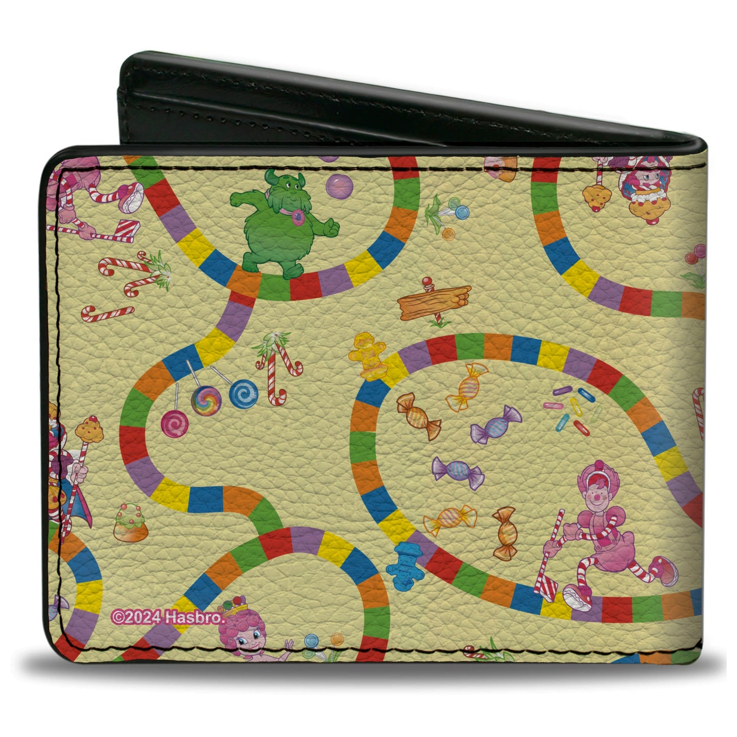 Bi-Fold Wallet - Candy Land Kandy King Game Path Pose and Characters Yellow/Multi Color