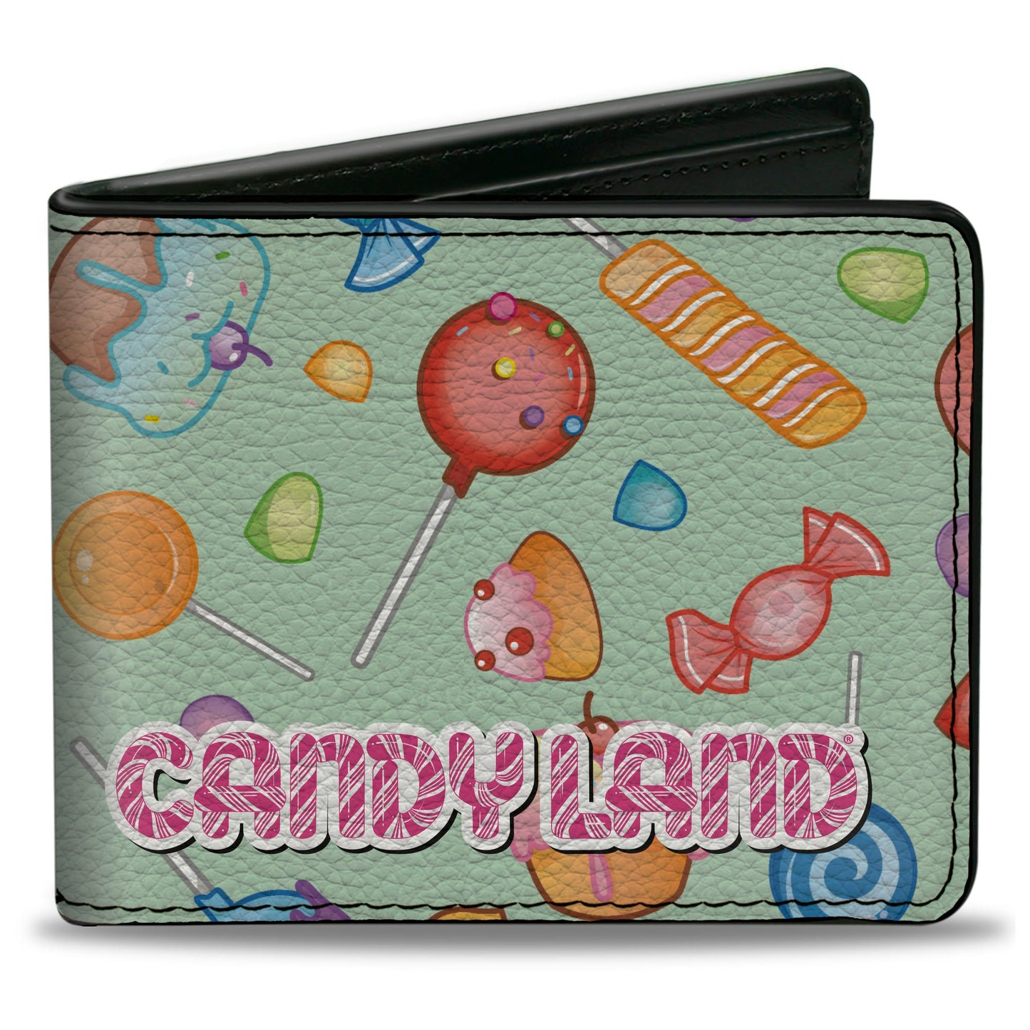 Bi-Fold Wallet - CANDY LAND Title Logo and Candy Collage Mint Green