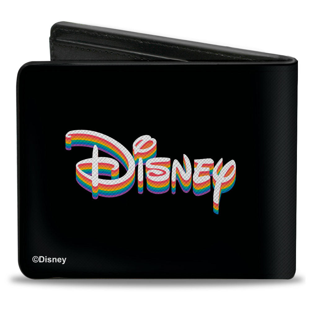 Bi-Fold Wallet - Mickey Mouse Smiling Face + DISNEY PRIDE Signature Logo Black/Rainbow