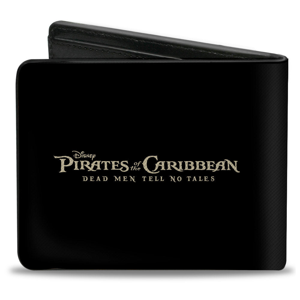 Bi-Fold Wallet - Pirates of the Caribbean DEAD MEN TELL NO TALES Skull and Crossbones Black/Beige