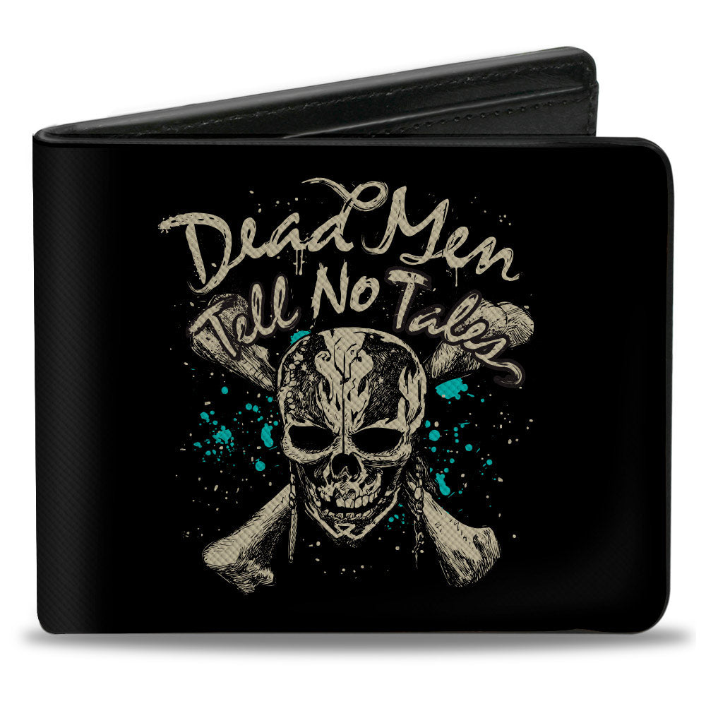 Bi-Fold Wallet - Pirates of the Caribbean DEAD MEN TELL NO TALES Skull and Crossbones Black/Beige