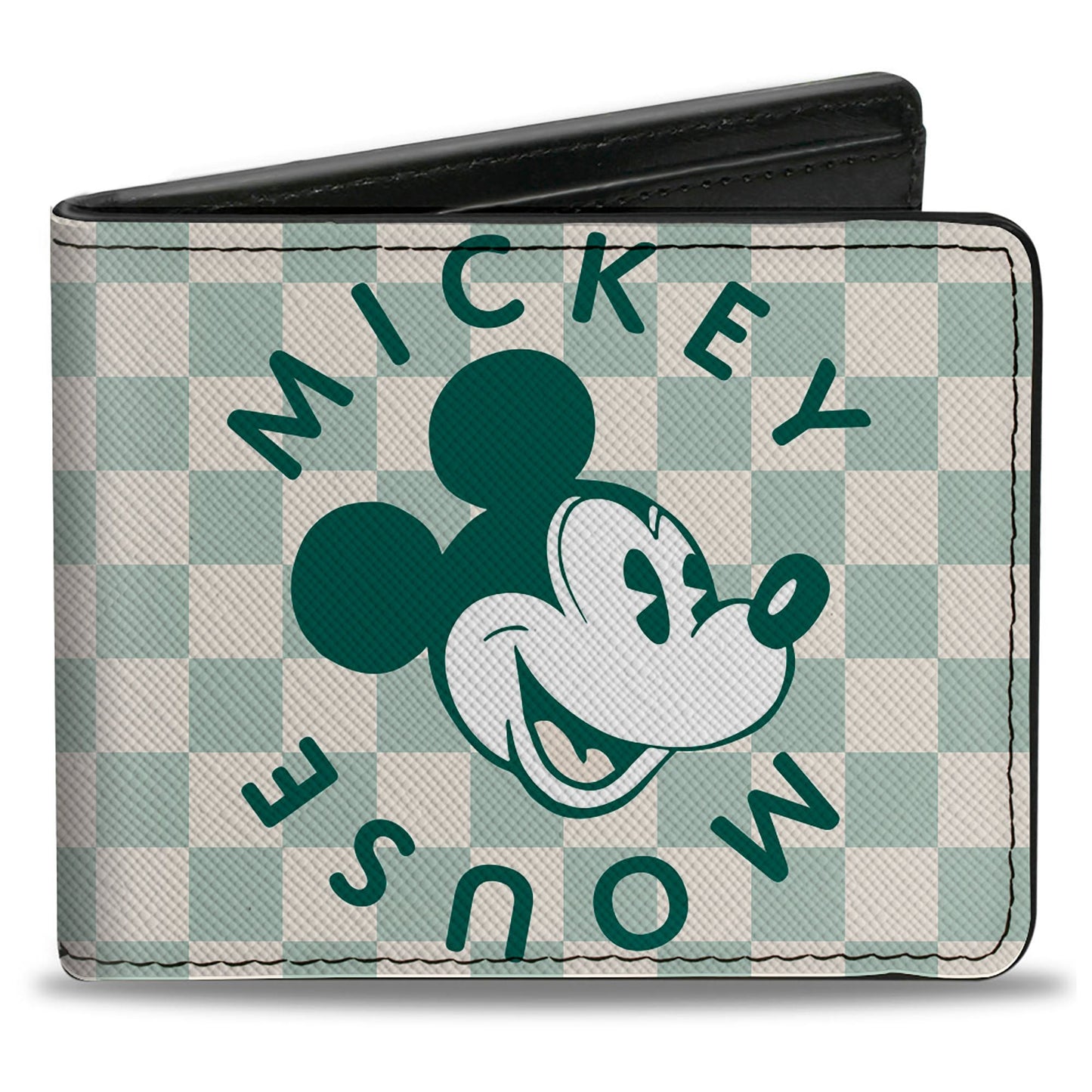 Bi-Fold Wallet - Mickey Mouse Smiling Checker Grays/Green