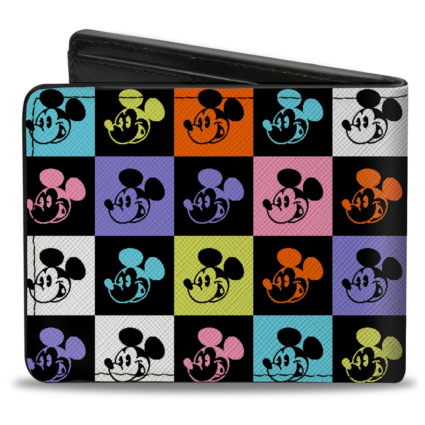 Bi-Fold Wallet - Mickey Mouse Smiling Expression Blocks Multi Color