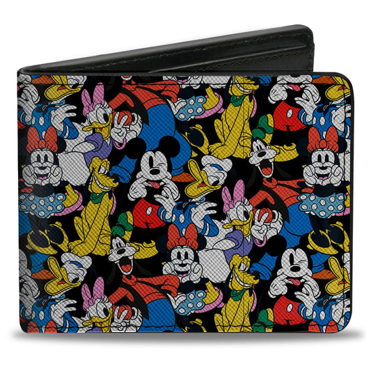 Bi-Fold Wallet - Disney Sensational Six Cute Poses Stacked Black