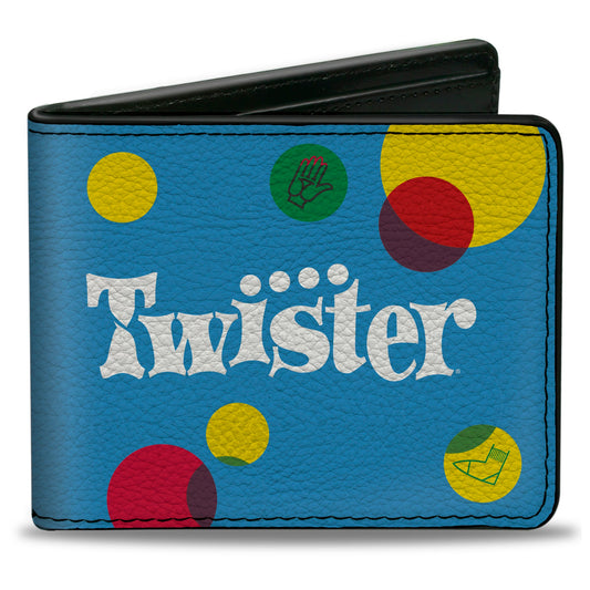 Bi-Fold Wallet - TWISTER Vintage Game Logo and Icons Blue/Multi Color