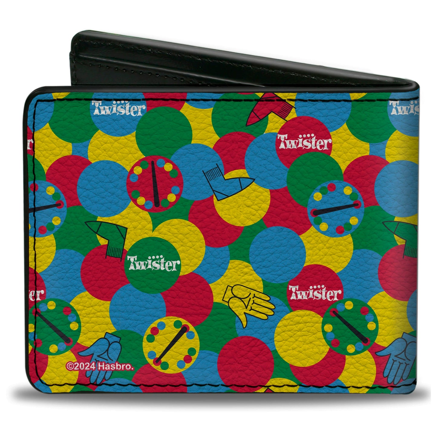 Bi-Fold Wallet - Twister Game Icons and Circle Spots Stacked Multi Color