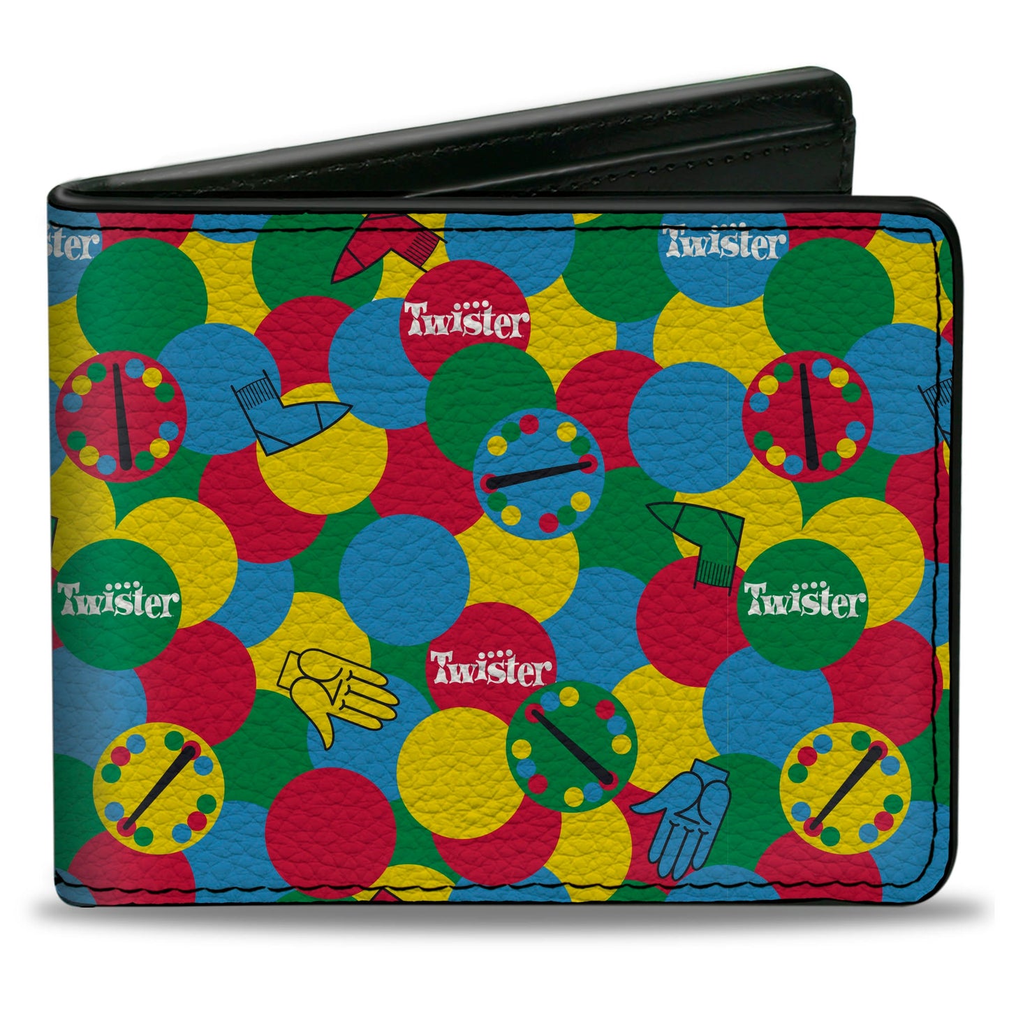 Bi-Fold Wallet - Twister Game Icons and Circle Spots Stacked Multi Color