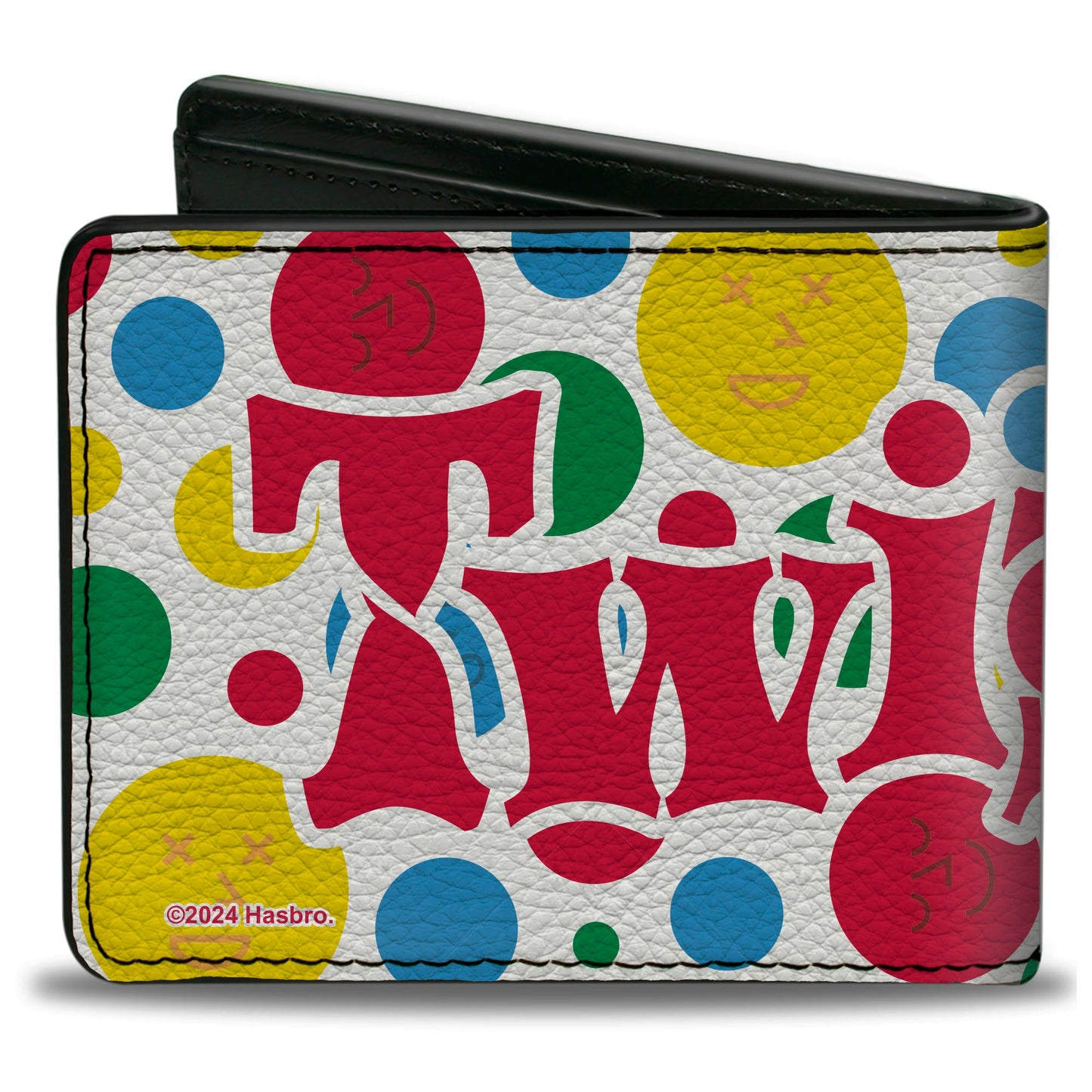 Bi-Fold Wallet - TWISTER Game Icons and Circle Expressions White/Multi Color