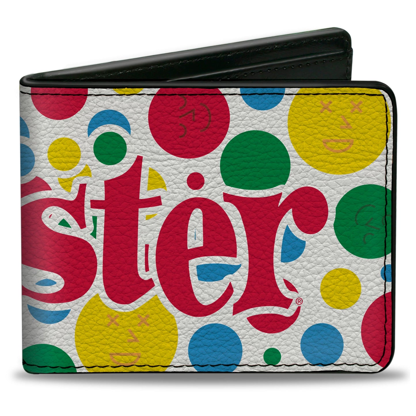 Bi-Fold Wallet - TWISTER Game Icons and Circle Expressions White/Multi Color