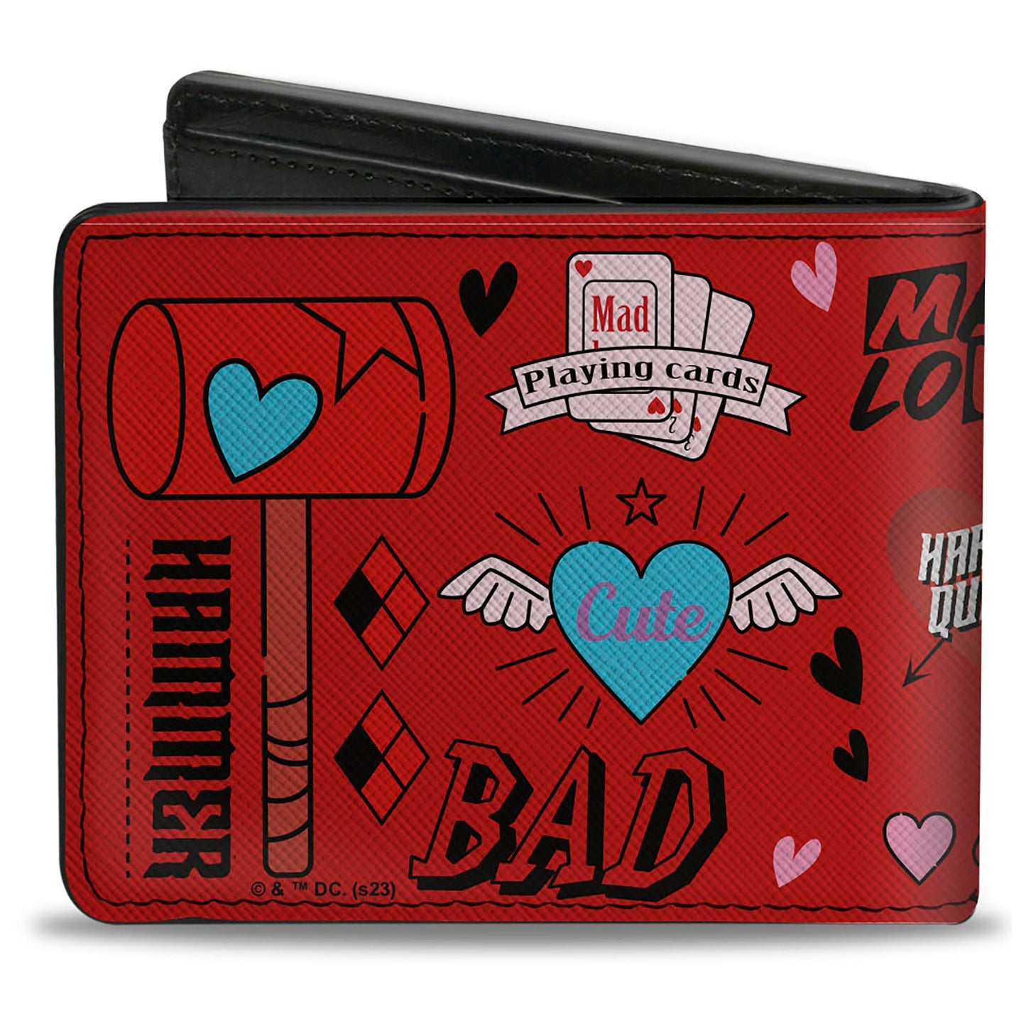 Bi-Fold  Wallet - Harley Quinn GOOD NIGHT Anime Pose and Icons Collage Red/Black