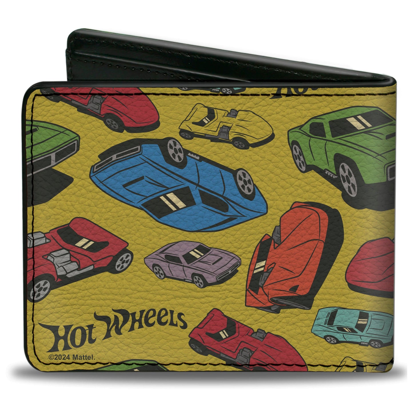 Bi-Fold Wallet - HOT WHEELS Cars Scattered Yellow/Multi Color