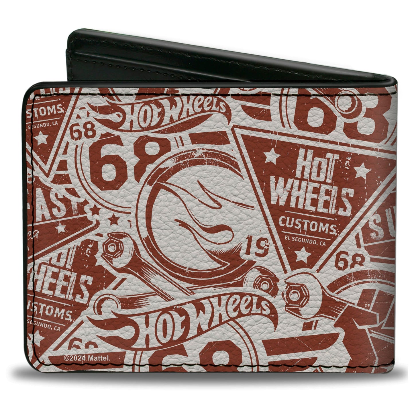 Bi-Fold Wallet - Hot Wheels 68 Icons Collage Burgundy/White