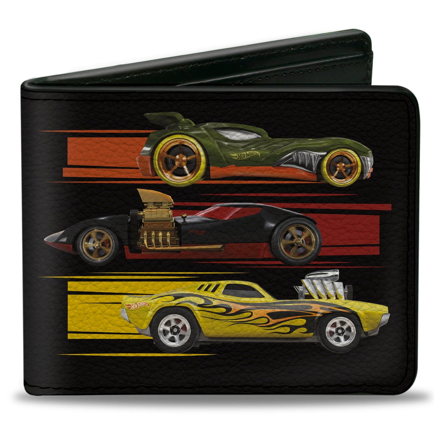 Bi-Fold Wallet - Hot Wheels Six Sportscar Profiles Black/Multi Color