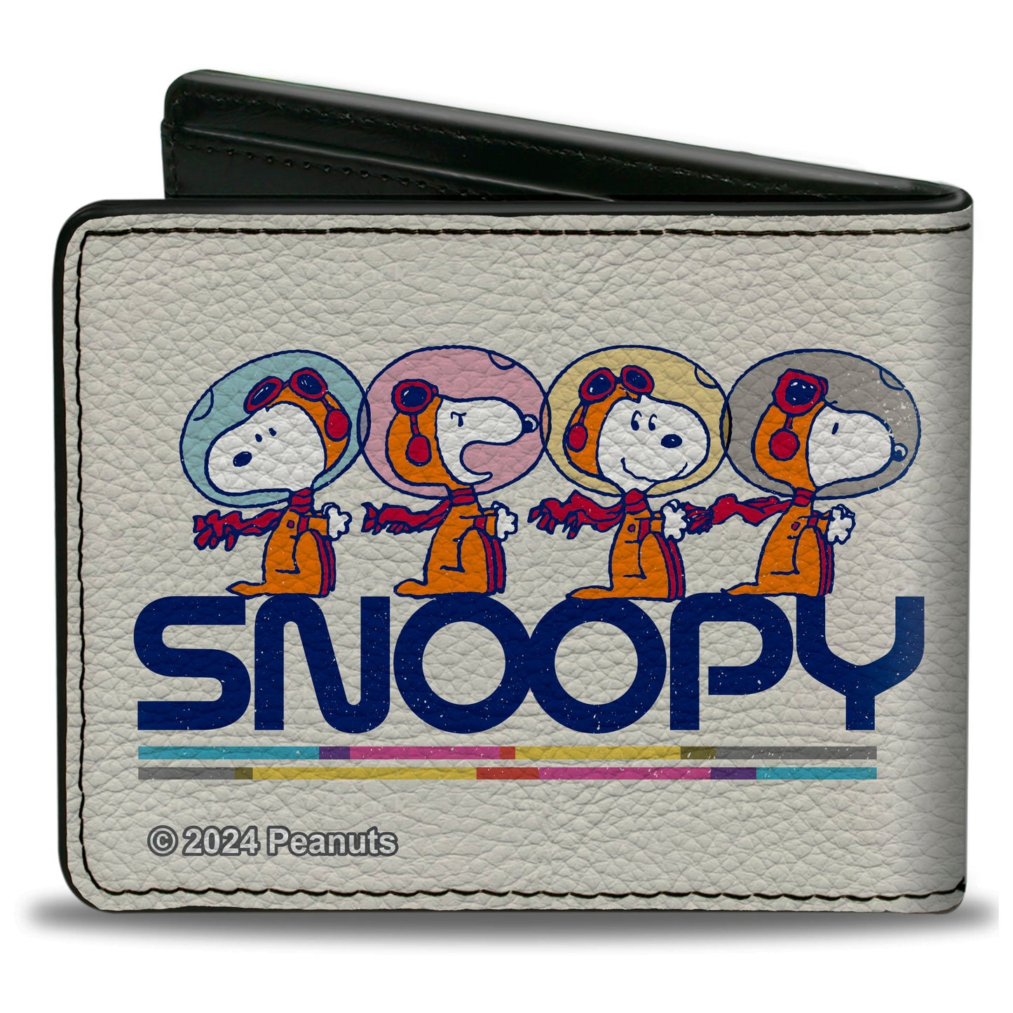 Bi-Fold Wallet - Peanuts Astronaut Snoopy Launch Poses and Text White/Multi Color