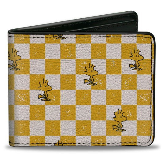 Bi-Fold Wallet - Peanuts Woodstock Pose Checker Yellow/White