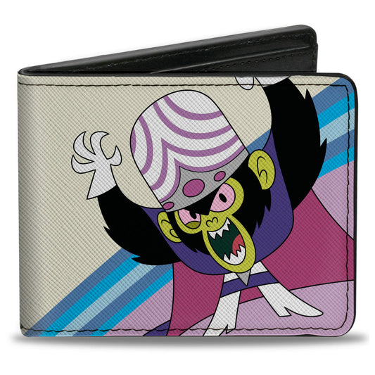 Bi-Fold Wallet - The Powerpuff Girls Mojo Jojo Pose and Text Ivory/Blues