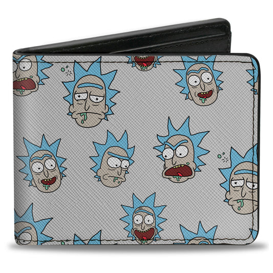 Bi-Fold Wallet - Rick and Morty Rick Expressions Scattered Gray