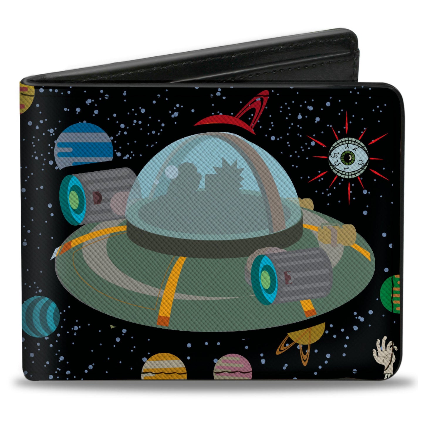 Bi-Fold Wallet - Rick and Morty Spaceship Silhouette Multi Color