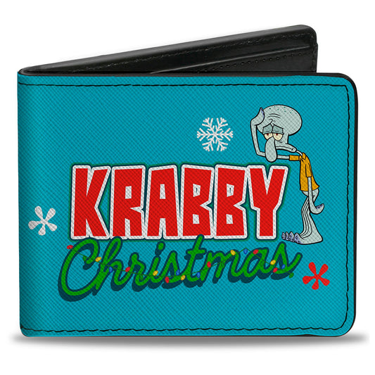 Bi-Fold Wallet - SpongeBob Squidward KRABBY CHRISTMAS Pose Blue