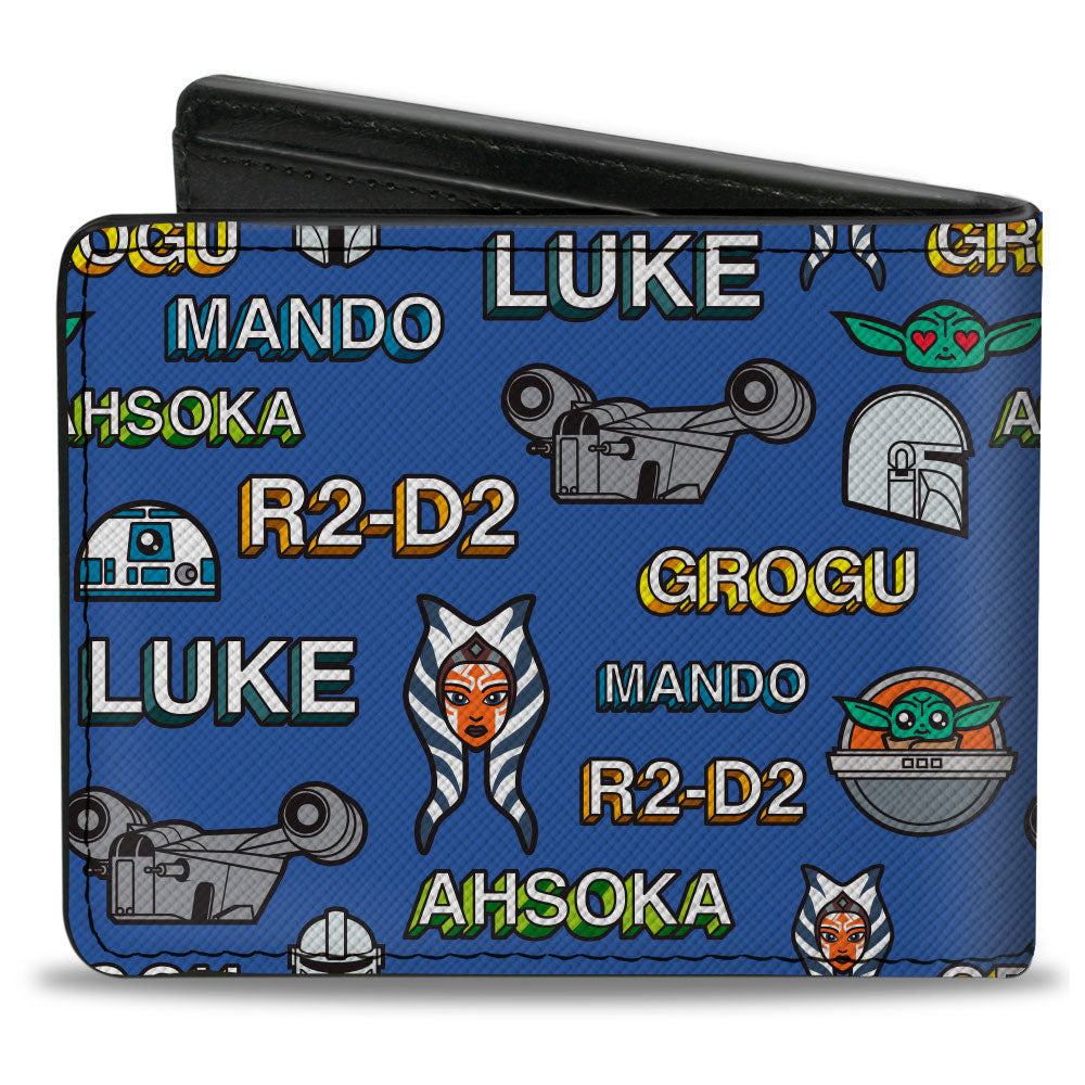 Bi-Fold Wallet - Star Wars Character Icon and Name Collage Blue