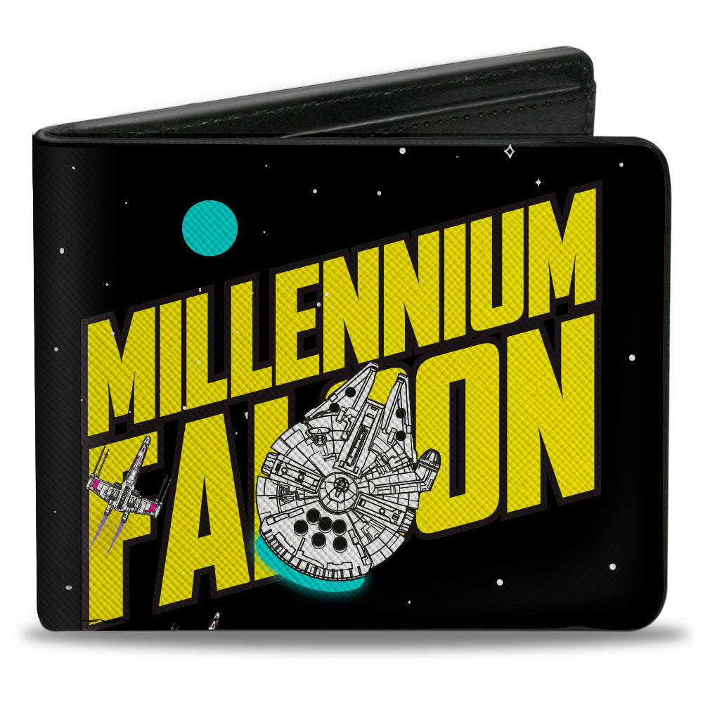 Bi-Fold Wallet - Star Wars MILLENIUM FALCON Text Black/Yellow