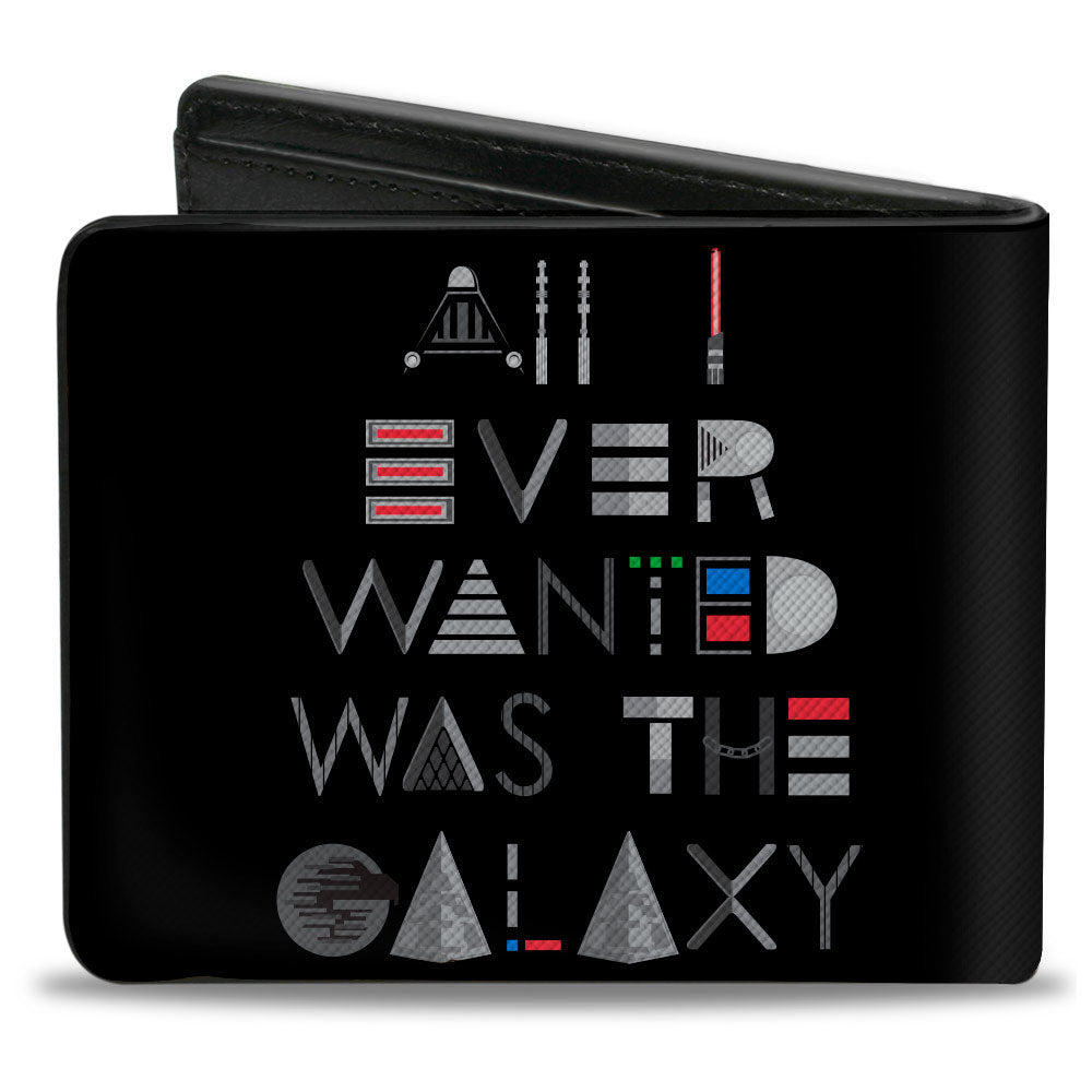 Bi-Fold Wallet - Star Wars Darth Vader ALL I EVER WANTED WAS THE GALAXY Icons Typography Black/Grays