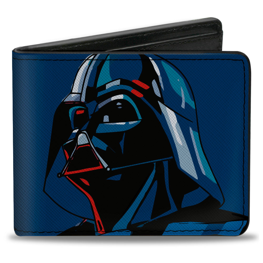 Bi-Fold Wallet - Star Wars Darth Vader Face and Text Blue/Black/Red