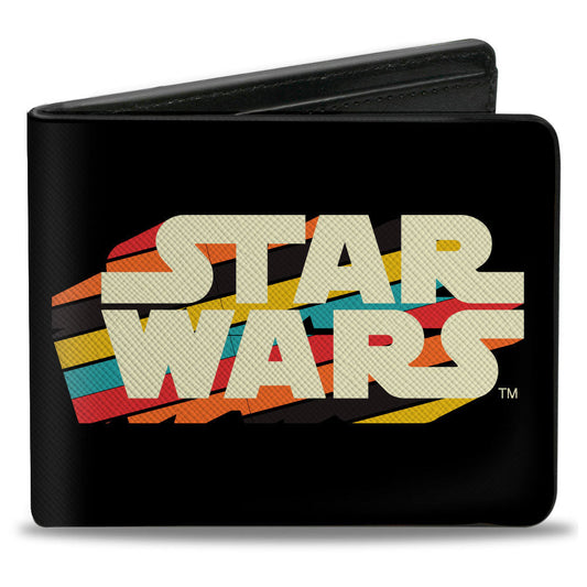 Bi-Fold Wallet - STAR WARS Logo and X-Wing Starfighter Stripe Black/Multi Color