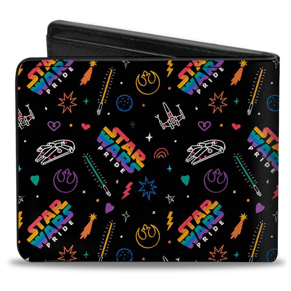 Bi-Fold Wallet - STAR WARS PRIDE Logo and Icons Collage Black/Rainbow