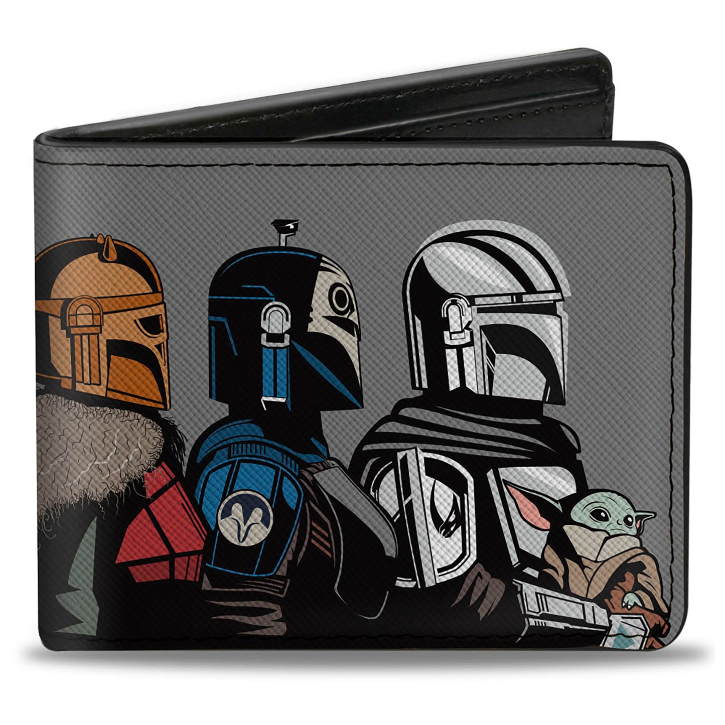 Bi-Fold Wallet - Star Wars The Mandalorian Grogu with The Armorer Bo-Katan and Din Djarin Pose THE MANDALORIAN CREED Gray