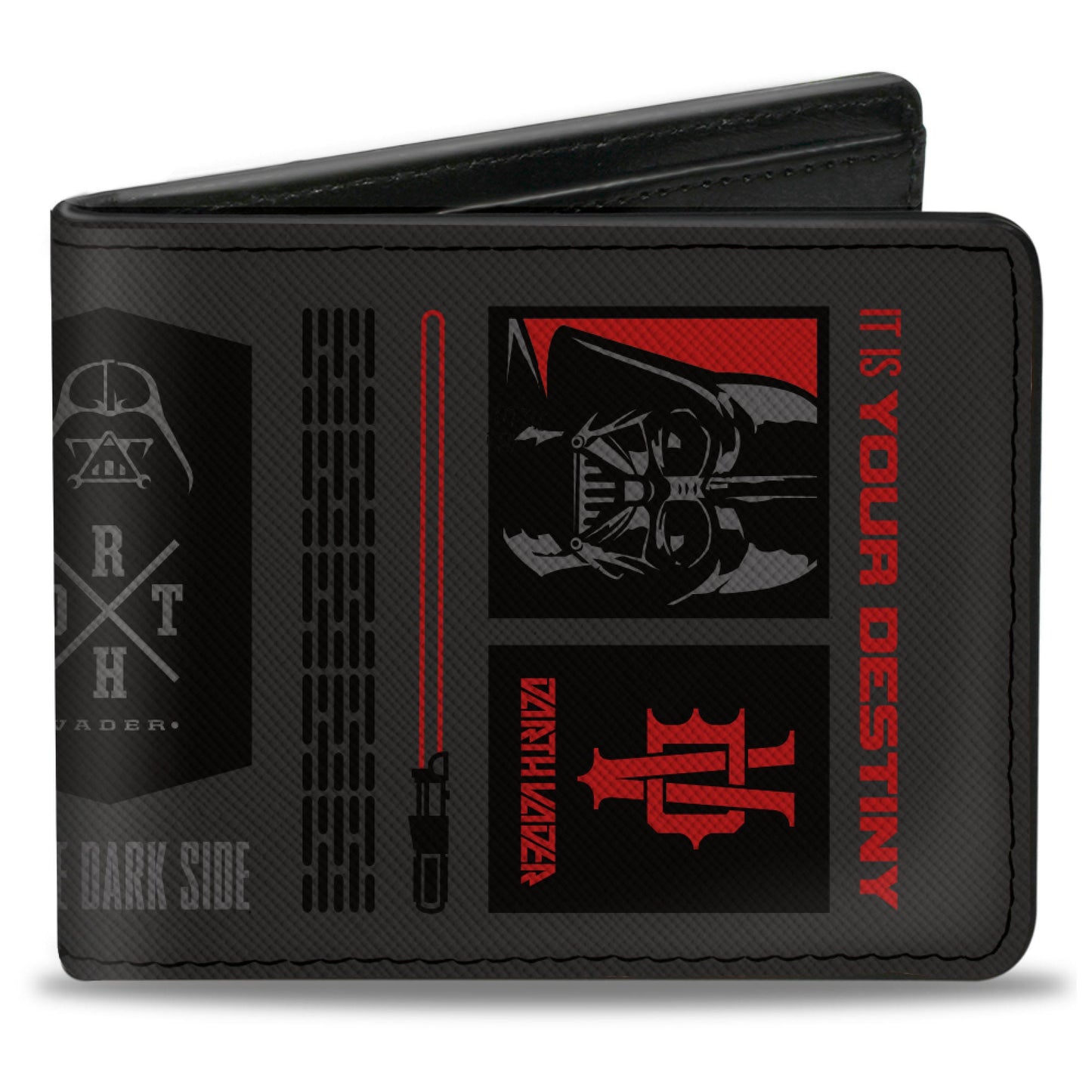 Bi-Fold Wallet - Star Wars Darth Vader Icons and Quotes Charcoal/Black/Reds