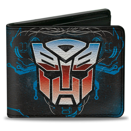 Bi-Fold Wallet - Transformers Autobot Gradient Shield and Circuitry Black/Blues