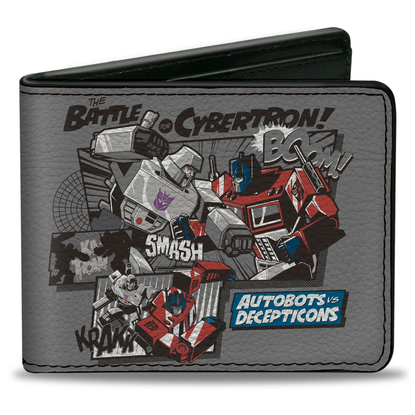 Bi-Fold Wallet - TRANSFORMERS THE BATTLE OF CYBERTRON Scene and Title Logo Gray