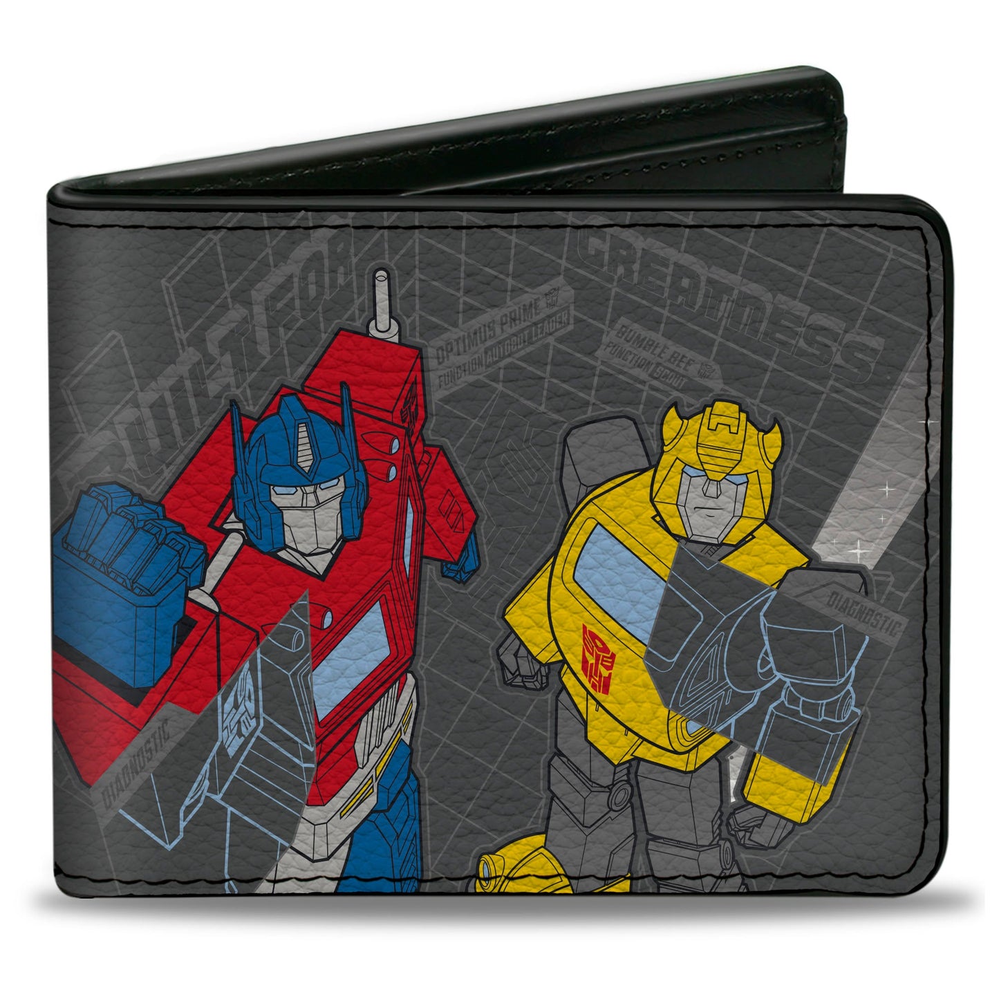 Bi-Fold Wallet - TRANSFORMERS Optimus Prime and Bumblebee BUILT FOR GREATNESS Pose Grays