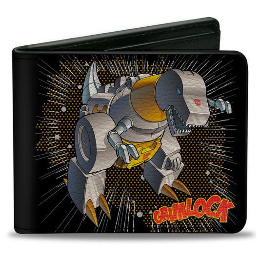 Bi-Fold Wallet - Transformers GRIMLOCK Tyrannosaurus Rex Halftone Pose and Logo Black