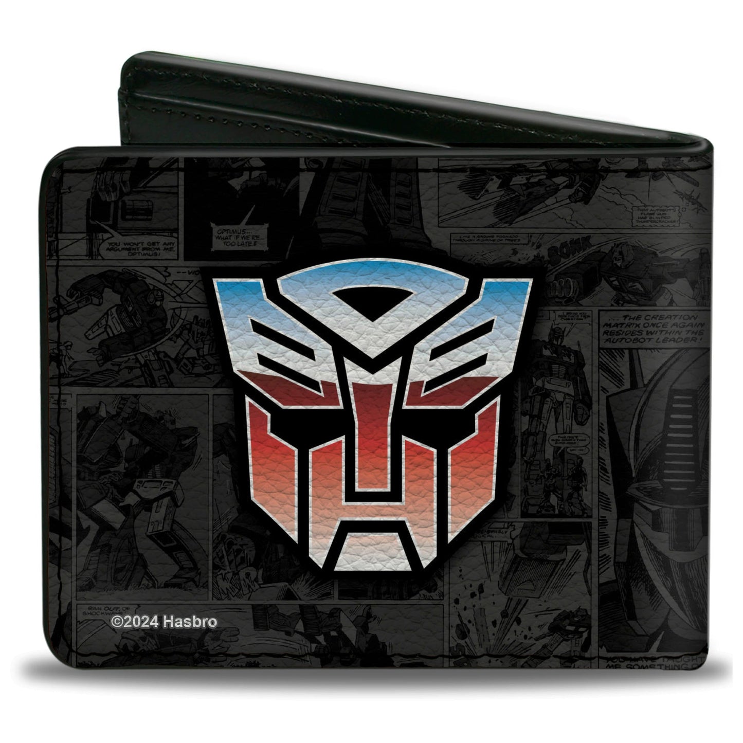 Bi-Fold Wallet - Transformers Autobots ROLL OUT Pose and Shield Comic Panels Grays